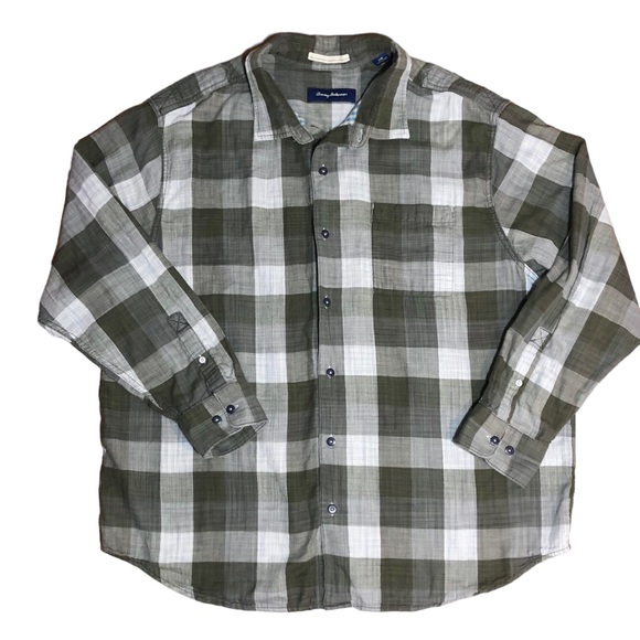 TOMMY BAHAMA Big & Tall Dual Lux Blue & Grey Plaid Shirt Jacket